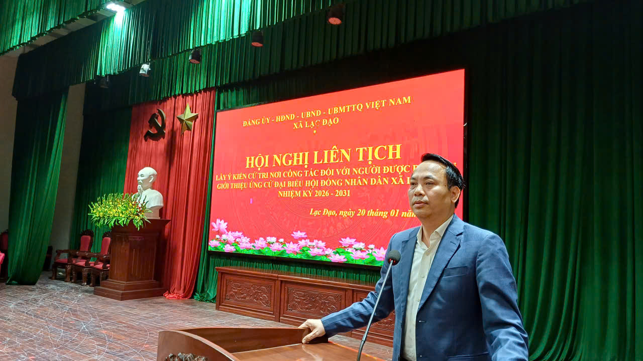 XÃ LẠC ĐẠO TỔ CHỨC HỘI NGHỊ LẤY Ý KIẾN CỬ TRI NƠI CÔNG TÁC ĐỐI VỚI NGƯỜI ĐƯỢC GIỚI THIỆU ỨNG CỬ ĐẠI BIỂU HĐND XÃ NHIỆM KỲ 2026-2031