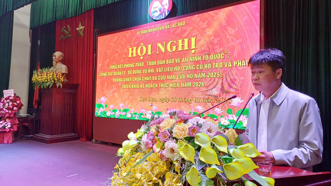 Hội nghị Tổng kết công tác xây dựng phong trào toàn dân bảo vệ an ninh Tổ quốc công tác quản lý, sử dụng vũ khí vật liệu nổ, công cụ hỗ trợ và pháo; phong trào chữa cháy và cứu nạn cứu hộ năm 2025, triển khai kế hoạch thực hiện năm 2026.